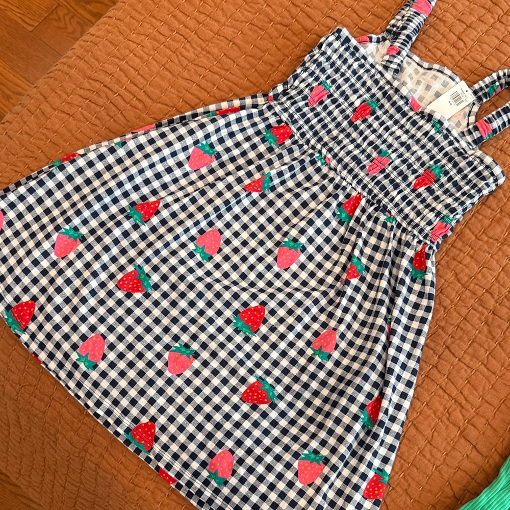 Old Navy Kids Dress with Blue Gingham and Strawberry Print